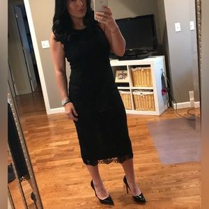 Aqua black lace dress